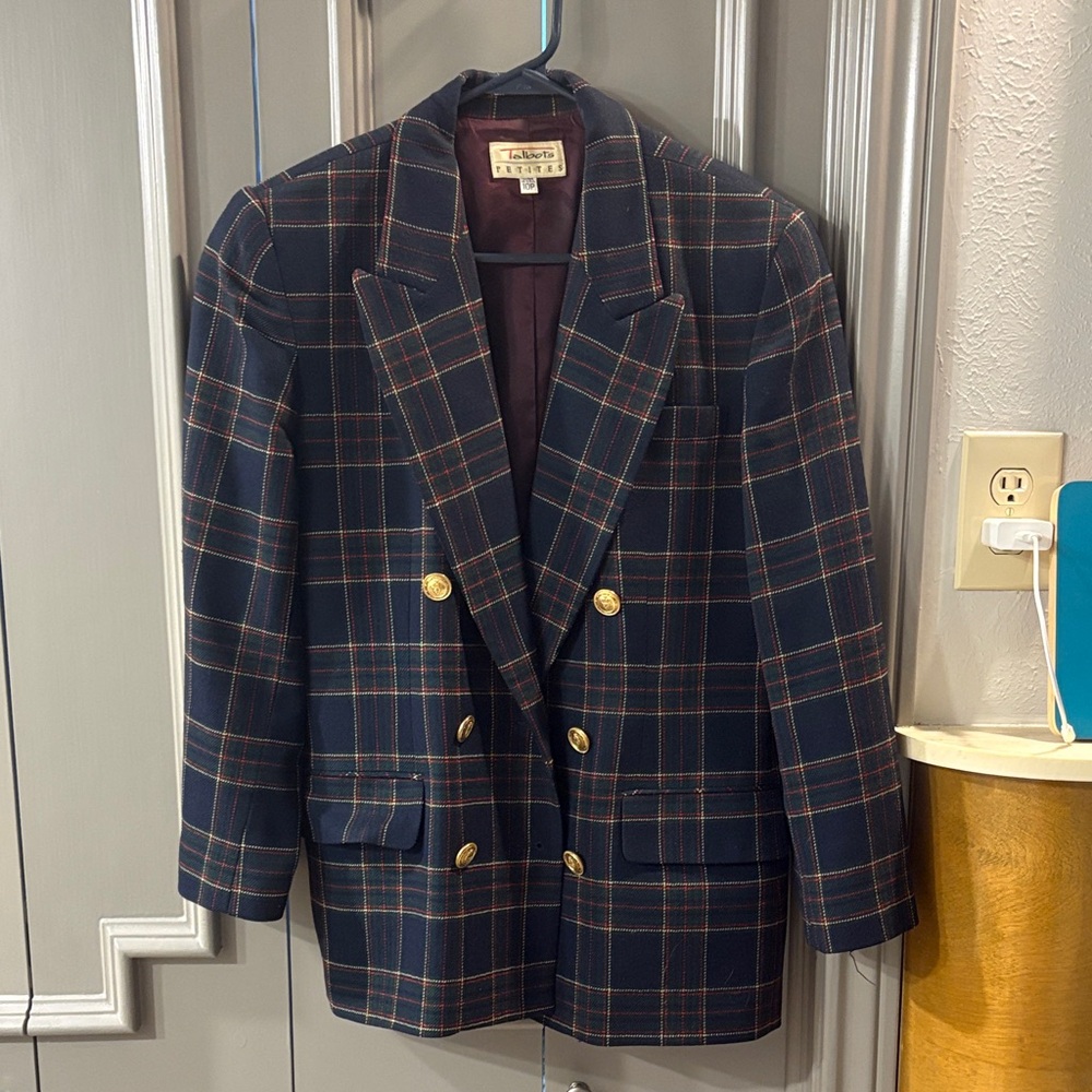 Talbots Petite Blazer in Deep Blue and Rich Burgundy